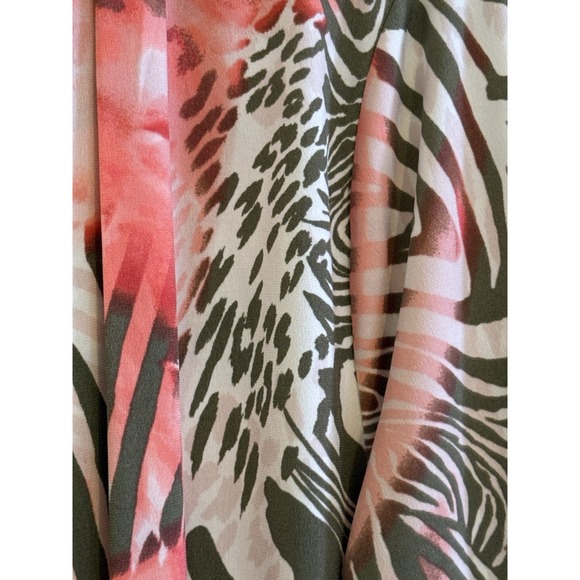 Chicos 2 Womens Open Front Cardigan Pink Tropical Animal Print Size Large - Picture 2 of 5